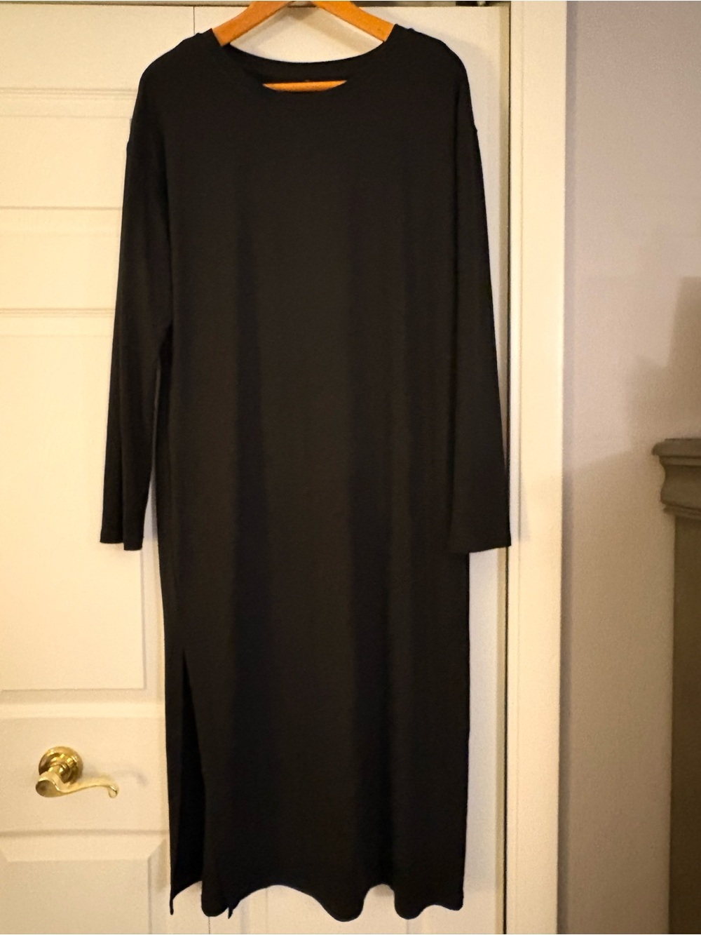 Amazon Essentials Black Long-Sleeve Dress with Side Slit